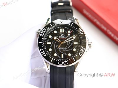 High Quality Replica OMEGA Seamaster Black 316 Stainless Steel Strap Black Face Dial Black Ceramic Bezel 316L Stainless Steel Case Watch 42mm